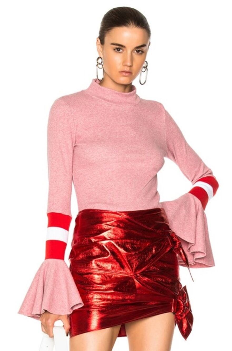 Maggie Marilyn Organic Cotton Pink Ribbed Bell Long Sleeve Sporty Blouse Size 4